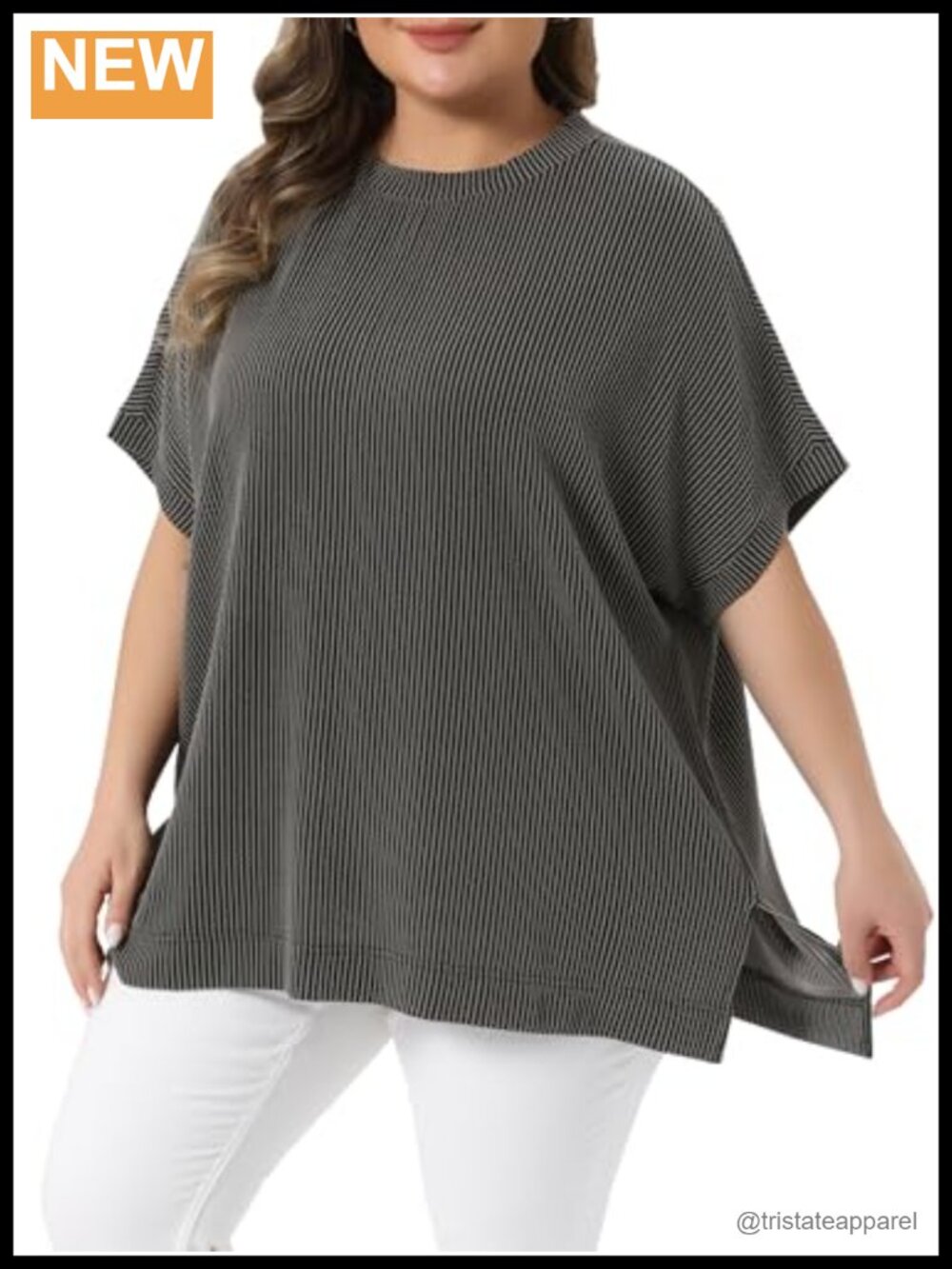 Plus Size Striped Blouse Crew Neck Short Sleeve Loose Fit Summer Top Women's